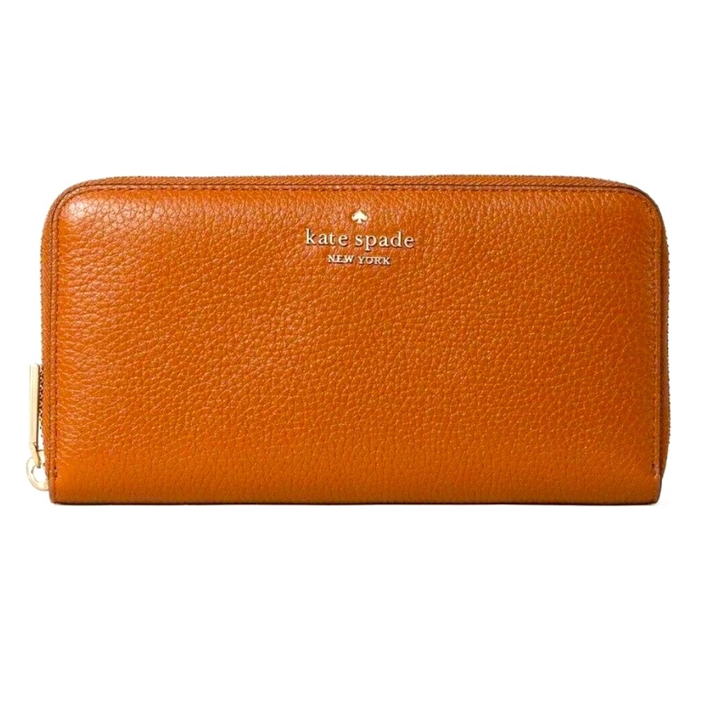 New Kate Spade Leila Large Continental Wallet Pebble Leather Warm Gingerbread